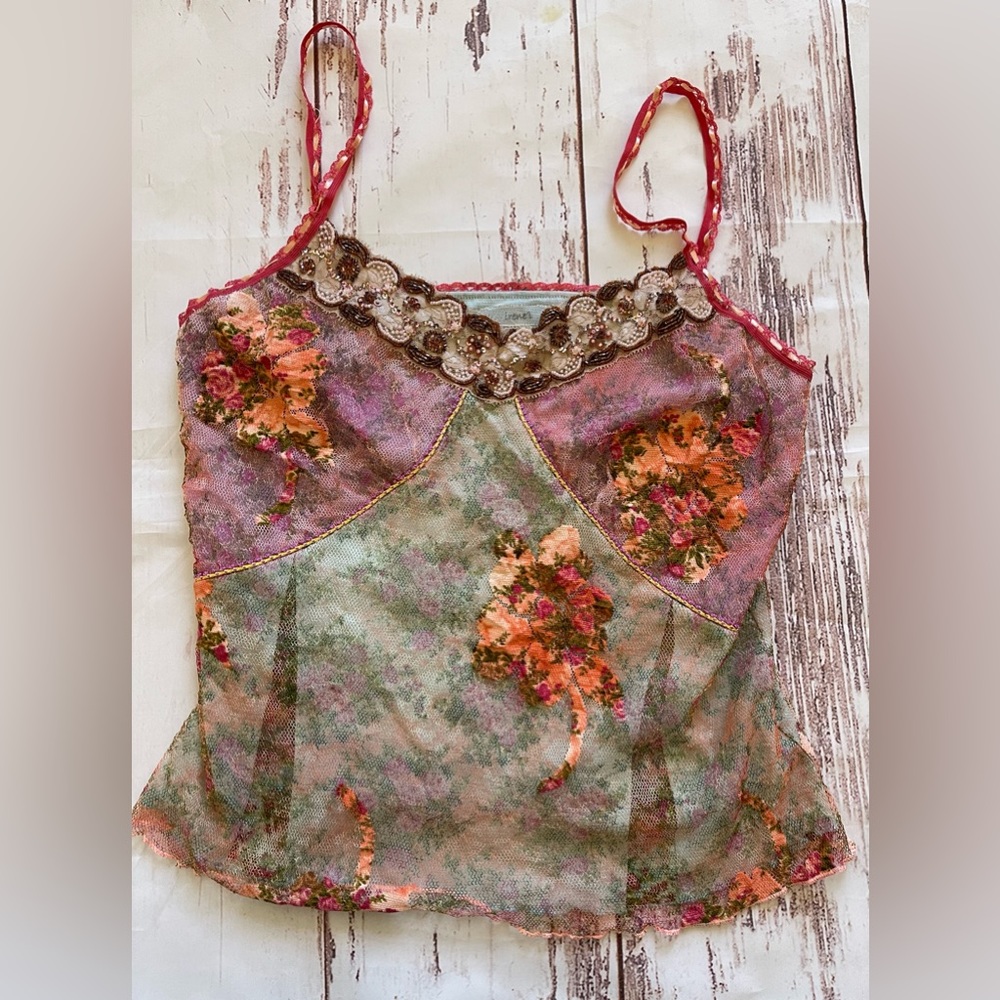 EUC Large lacey sequined tank top